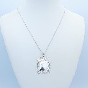 Vintage Sterling Silver Repousse Art Nouveau Pendant Necklace